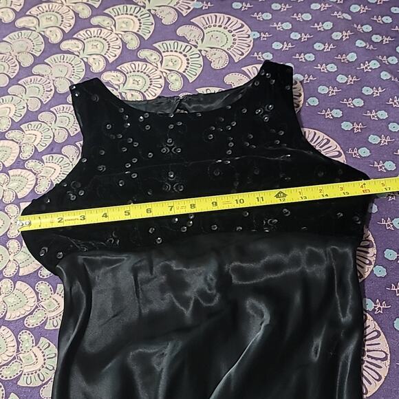Never Worn VTG 2000s Prom Dress Long Silky Satin Velvet Sequin Empire Waist Top - Picture 9 of 11
